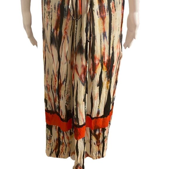 Nicole Miller Artelier Tie Waist Crinkled Print Skirt Womens Medium Multicolor A - Picture 3 of 10